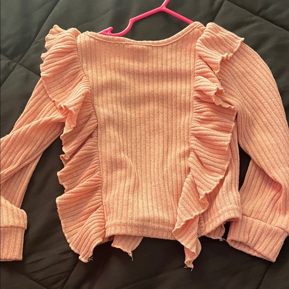 SHEIN Pink Ribbed Ruffle Kids Matching Set - Picture 4 of 5